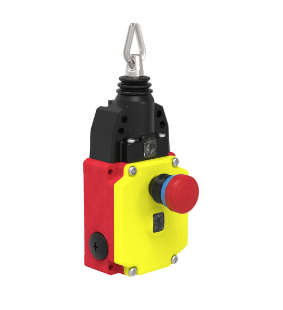RP-RM83F-38LRE, Banner, 82127 heavy-duty metal emergency stop rope pull, ring attachment, 38 m max range, integral e-stop b