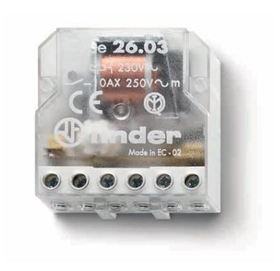 26.03.8.110.0000, Finder, Rele de impulsos para 110v,10 a,desviador 1 no,1nc.
