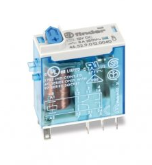 46.52.9.024.0074, Finder, Mini rele industrial 2cc, para 8a., control en 24vcd con pulsador de prueba