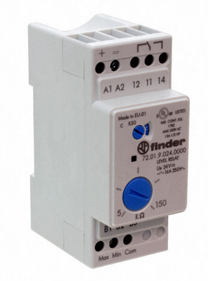 72.01.8.024.0000, Finder, Control de nivel p/ montaje en riel, control en 24vca.
