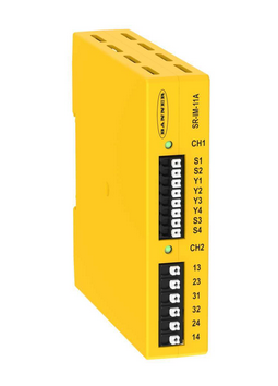 SR-IM-11A, Banner, 805733 rele de seguridad p/cortina. 24vdc. entrada:1 canal dual. salida:2 no, 1nc. clamp terminals