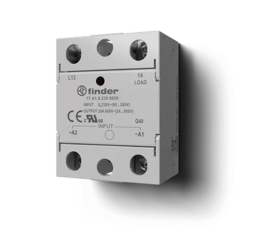 77.H1.9.024.8250, Finder, Relevador de estado solido zero cross, in: 4-32vdc, out: 230vac, 125amp