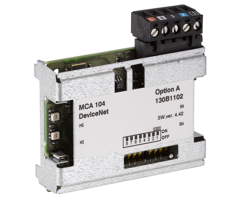 130B1102, Danfoss VLT, Vlt tarjeta de comunicacion device net mca104