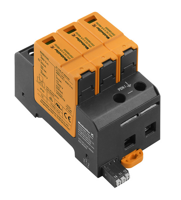 W_2591260000, Weidmuller, Supresor de picos de voltaje, 480v, 50ka, con aux. 1p2t. clase ii
