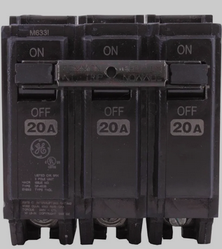 THQL32020, General Electric, Interruptor ge de 3 polos 20a