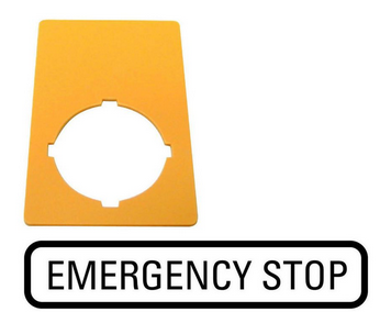 M22-XZK-GB99, Moeller, 216472 letrero amarillo p/paro de emergencia leyenda emergency stop