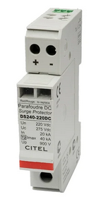 DS240S-220DC, Citel, Supresor de picos de voltaje,tipo 2, 40ka 8/20us, 220vdc, c/contacto remoto