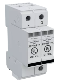 DS72S-120, Citel, Supresor de picos de voltaje 2 polos, tipo ii, para 8/20us, 120v,2h. citel 40ka nom, 65ka max