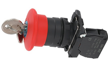 XB5-BS142, Wertek, Boton hongo rojo sostenido con llave y contacto nc.