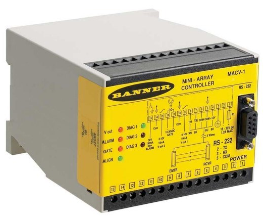 MACI-1, Banner, 46326 controlador mini-array: 16-30 vdc, salida: analógica 4-20ma, discreta npn, serial, rs-232