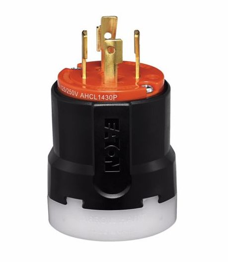 AHCL1430P, Arrow Hart, Clavija ultragrip 3p4h 30 a 125/250v color code