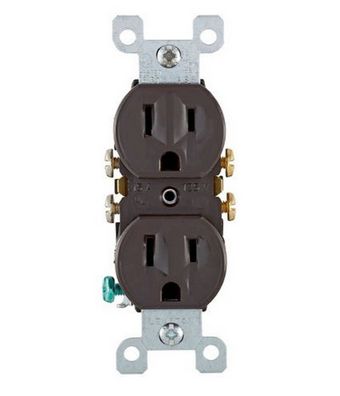 M5250, Arrow Hart, Contacto duplex polarizado cafe