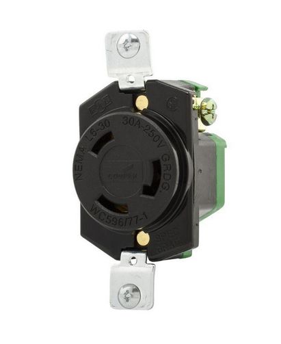 L630R, Arrow Hart, Receptaculo single 30a 250v 2p3w lkg bk