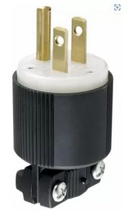WD5266, Arrow Hart, Clavija de policarbonato negra con blanco 2p3h 15a