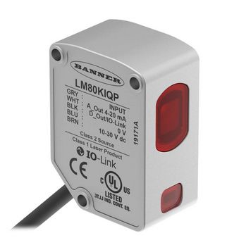 LM80KIQP, Banner, 807393, laser displacement sensor sn: 40-80 mm, 10-30 v dc, analog: 4-20 ma, io-link m12 pigtail qd