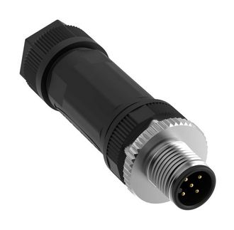 BFW-M12M5-6SL, Banner, 817095 conector cableado en campo m12, 5 pin macho, side lock, cal. 22 4-6mm negro