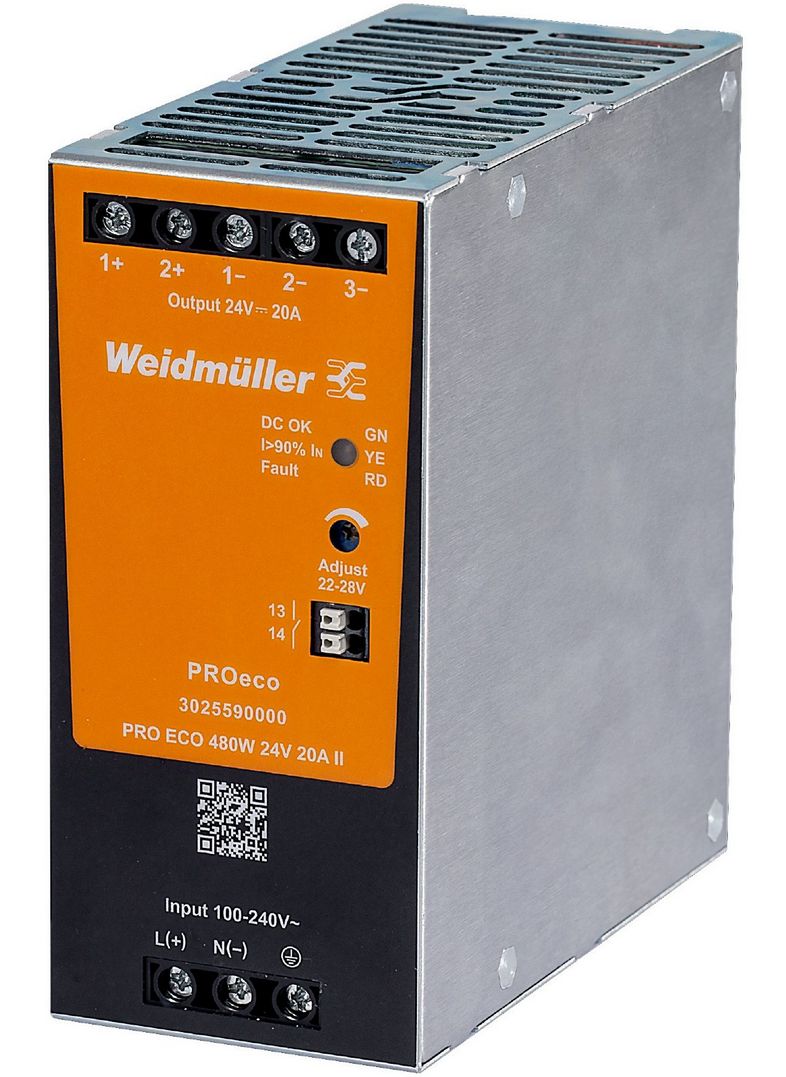 W_3025590000, Weidmuller, Fuente de alimentación pro eco 480w 24v 20a ii (146951)