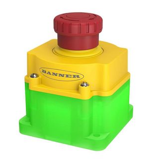 SSA-EB1PLGR-12ED1Q8, Banner, 29991 paro emergencia 40 mm, ip65, iluminado verde, rojo fijo/intermitente. 2 nc, 1 na. m12 8 pines