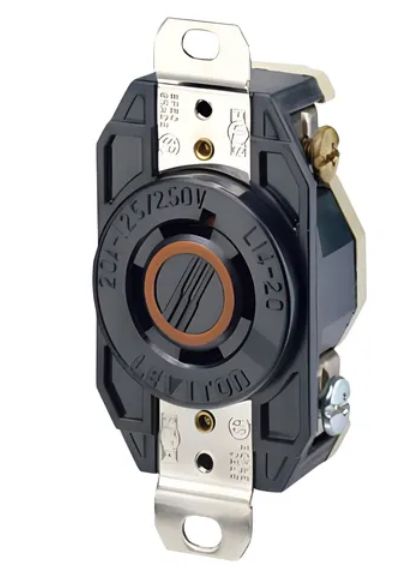 AH-2410, Arrow Hart, Receptaculo single 20a 125/250v 3p4w lkg bk