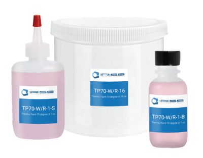 IR-TP70-W/R-16, Iriss, Indicador termocromico de sobretemperatura liquido 16 fl oz de 70c