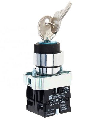 XB2-BG33, Wertek, Selector sost.  de 3 pocisiones con llave y 2 na.