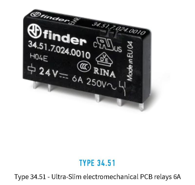 34.51.7.005.0010, Finder, Relevador electromecanicio, 1p, 2t,bob para 5vdc 6 a