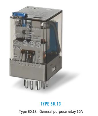 60.13.8.230.0040, Finder, Relevador de 3p, 11 pines 2t,bobina en 230vac.