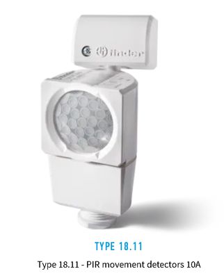 18.11.8.230000, Finder, 18.11.8.230.0000 detector de movimiento, p/ext.,mont. en pared,110-230v.