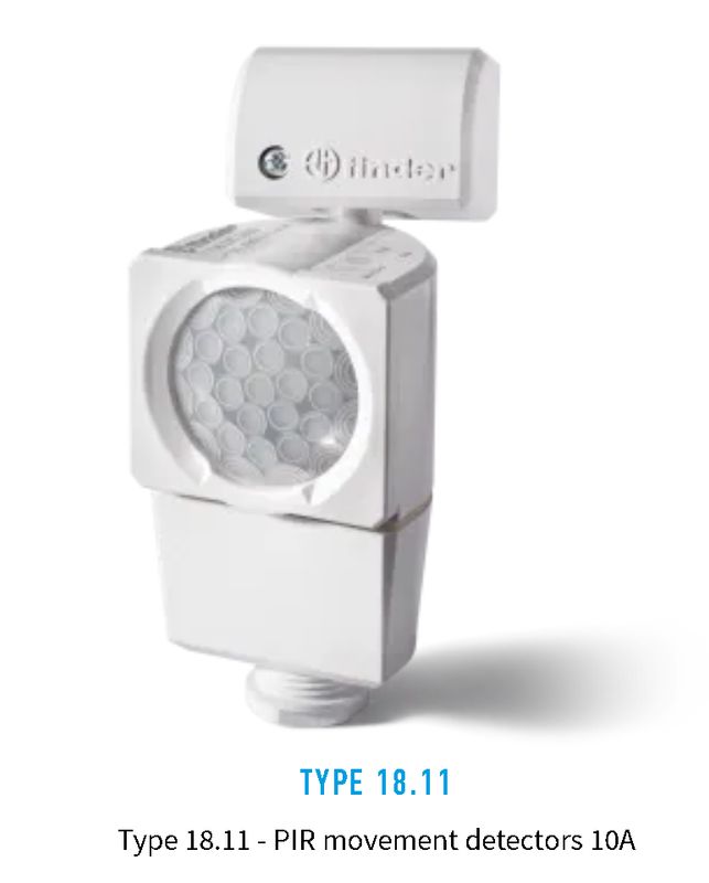 18.11.8.230000, Finder, 18.11.8.230.0000 detector de movimiento, p/ext.,mont. en pared,110-230v.