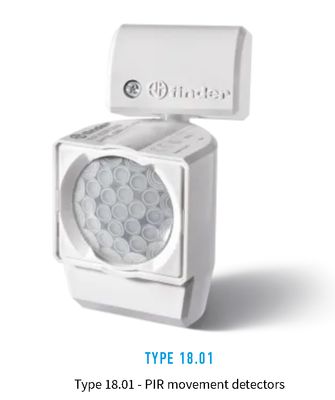 18.01.8.2300000, Finder, 18.01.8.230.0000 detectorde movimiento p/ int. mont. en pared, 120-230v.
