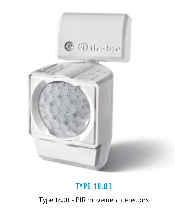 18.01.8.2300000, Finder, 18.01.8.230.0000 detectorde movimiento p/ int. mont. en pared, 120-230v.