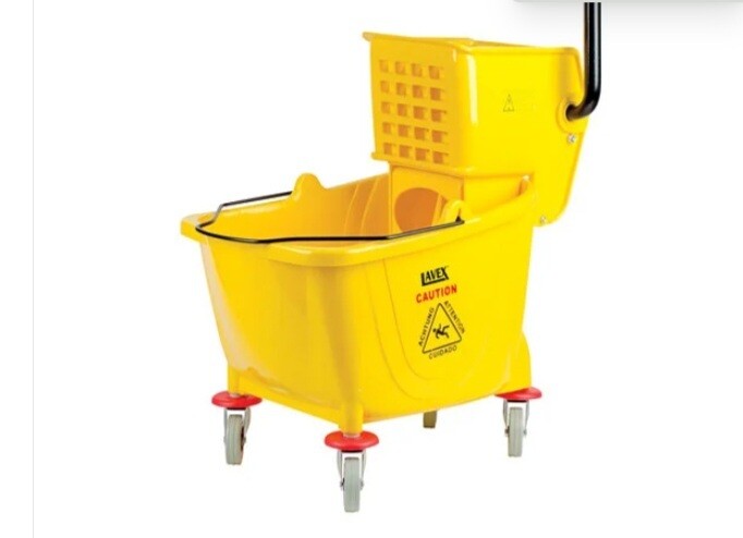 Lavex 35 Qt. Yellow Mop Bucket &amp; Side Press Wringer Combo