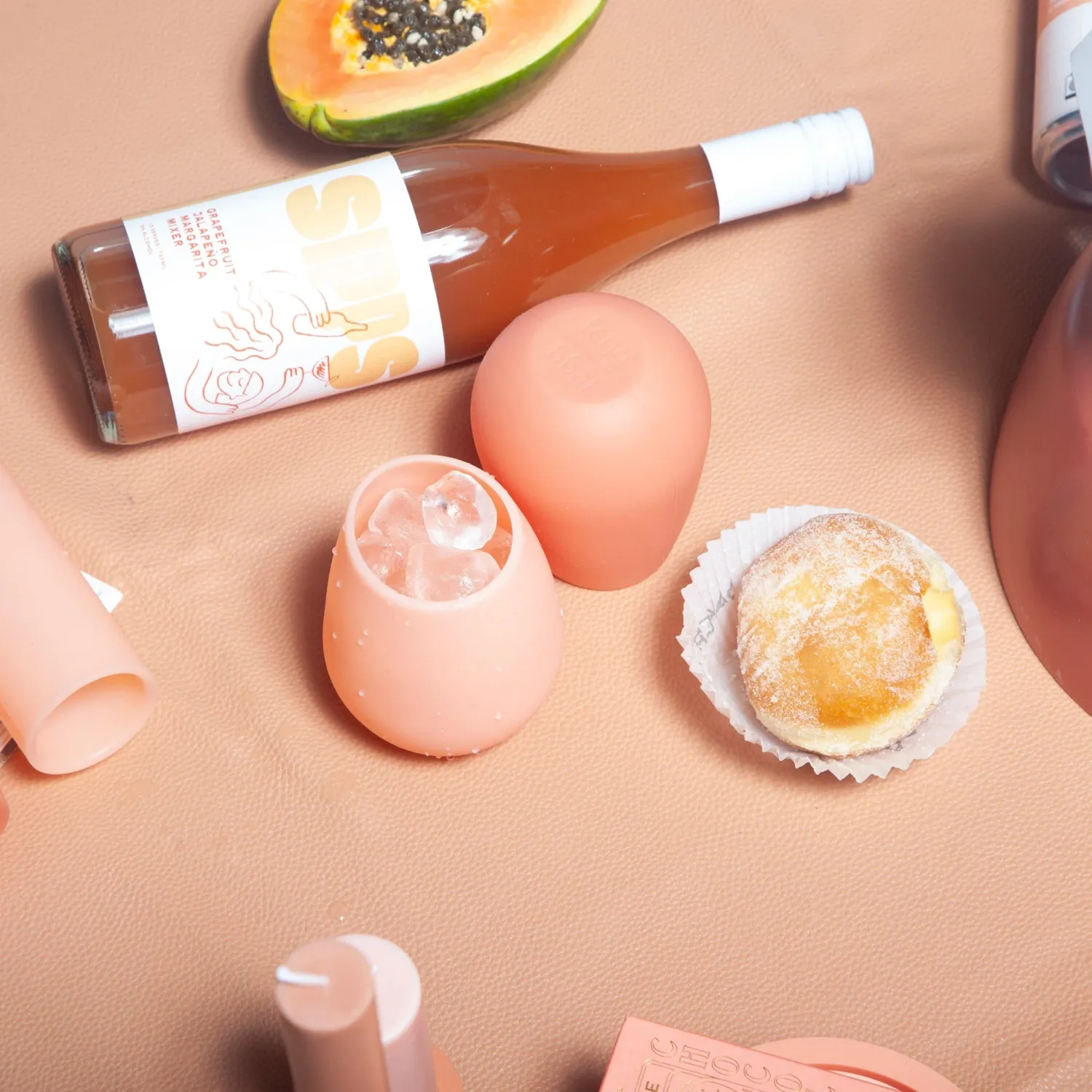 Fegg Siliconen water/frisdrank glas - Terra + Peach