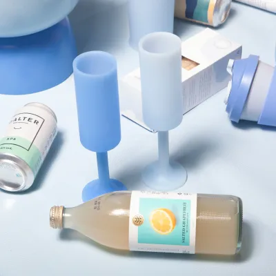 Steff Siliconen flute glas - Sky + Kingfisher