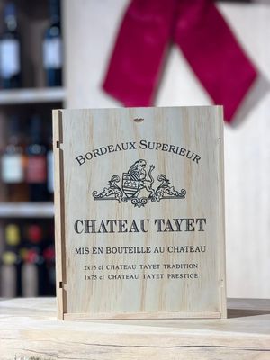 Houten kist Chateau Tayet - tradition & prestige (3fl.)