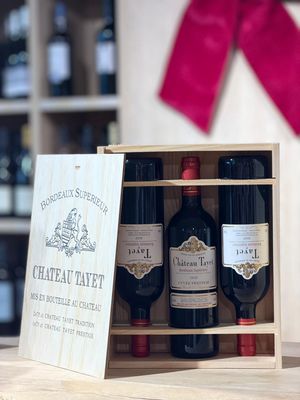 Houten kist Chateau Tayet - tradition & prestige (3fl.)