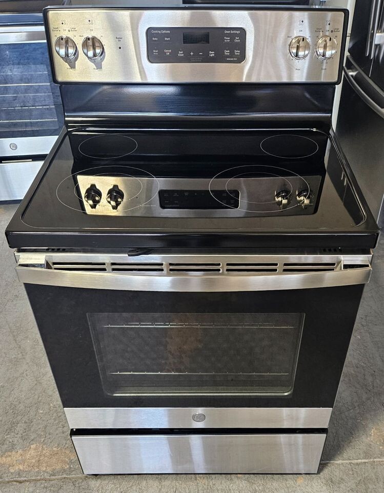 GE - 5.3 Cu. Ft. Freestanding Electric Range with Self-cleaning - Stainless Steel Oven Stove