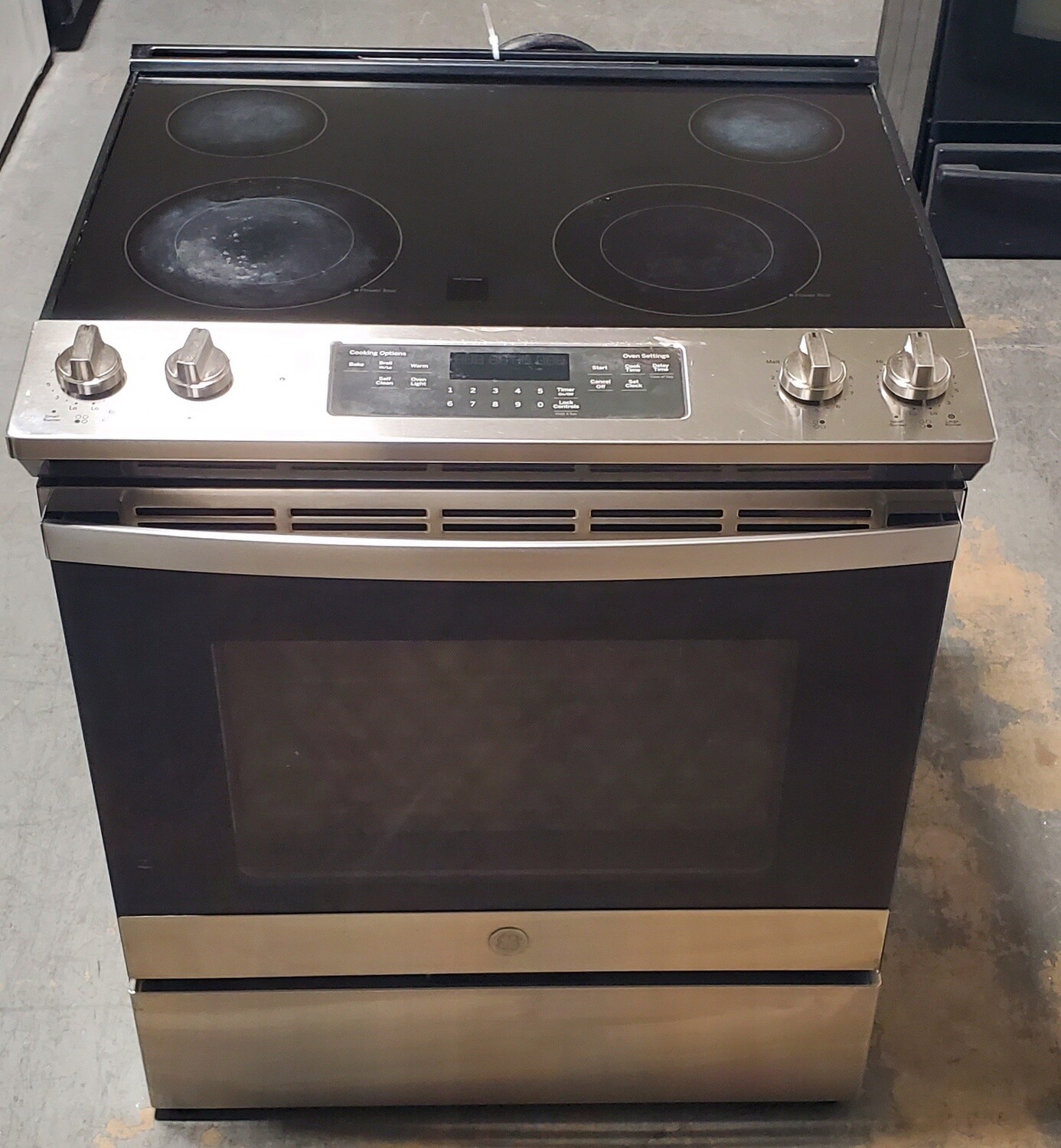 GE 30&quot; Slide-In Electric Range, Smoothtop 5 element Stainless Steel