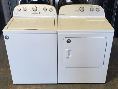 Whirlpool High Efficiency Top Load Washer &amp; Large Capacity Electric Dryer