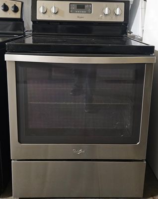 30" Whirlpool Convection Smooth Top Electric Powered Range Stove Oven in Stainless Steel