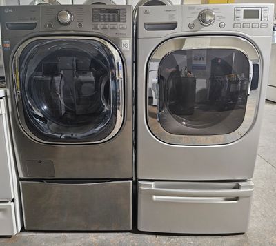 LG Front Load Large Capacity Electric Washer &amp; Dryer Set in Gray