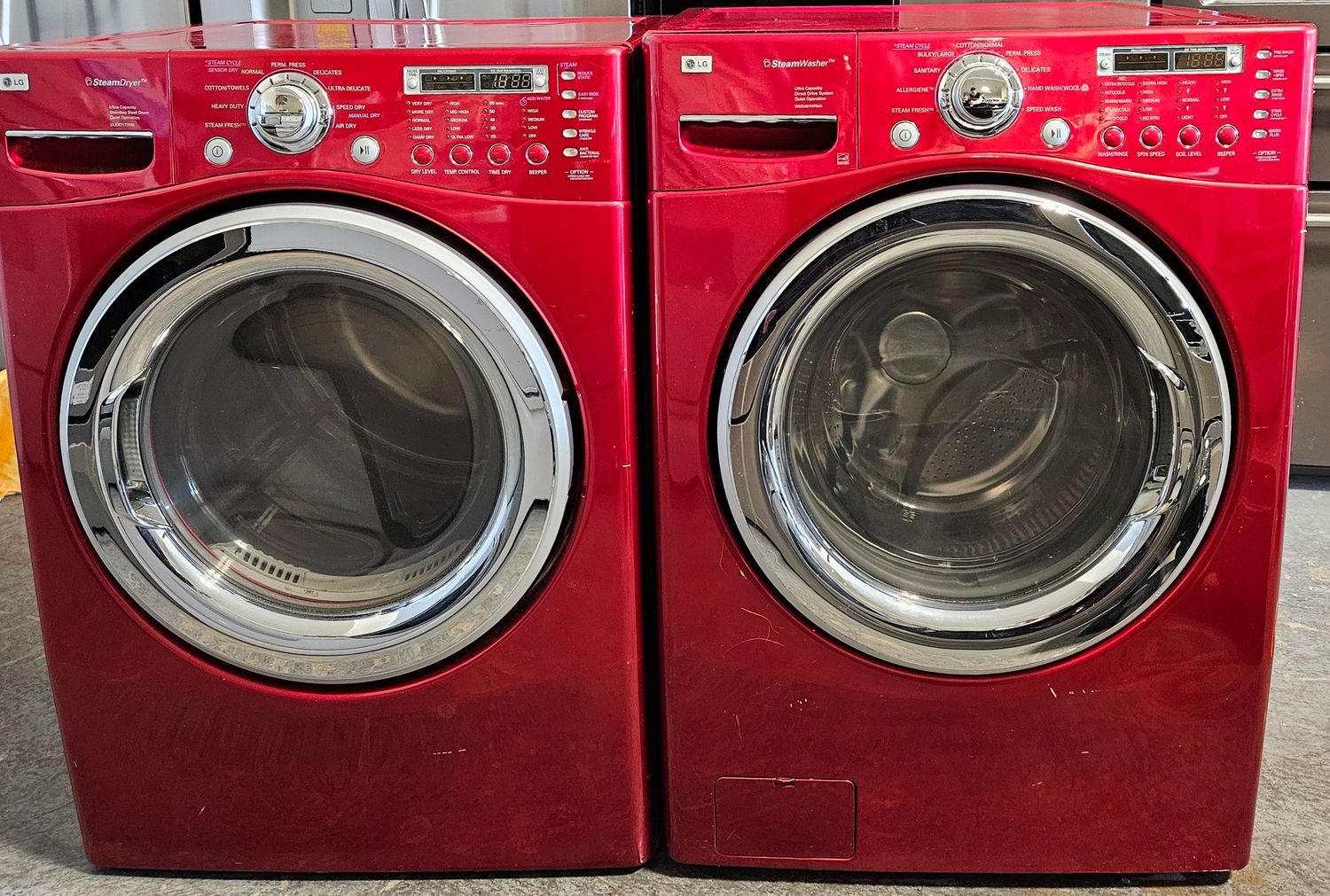 LG Red Front Load Washer 4.2 cu.ft. &amp; Large Capacity Electric Dryer 7.3 cu.ft.