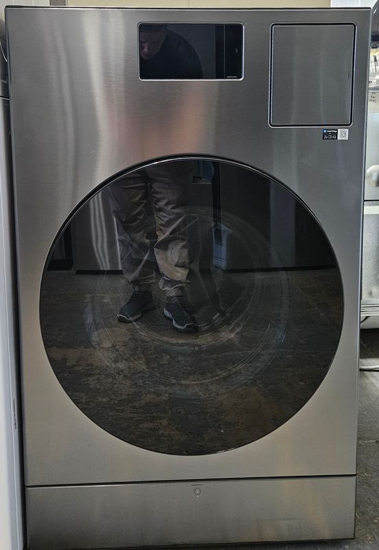 NEW! Samsung Bespoke 5.3 cu. ft. Ultra Capacity All-In-One Washer Dryer Combo with Super Speed and Ventless Heat Pump in Dark Steel
