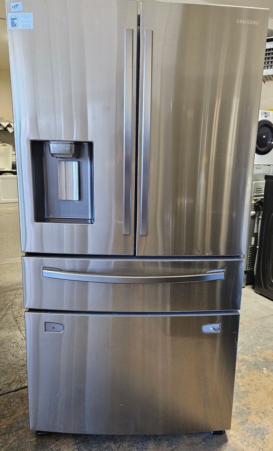 NEW! Samsung - 28 Cu. Ft. 4-Door French Door Smart Refrigerator with FlexZone Drawer - Stainless Steel