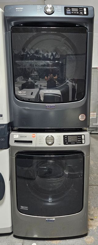 NEW! Maytags - 4.5 Cu. Ft.  Front Load Washer with Steam and Fresh Spin and 7.3 Cu. Ft. Stackable Electric Dryer