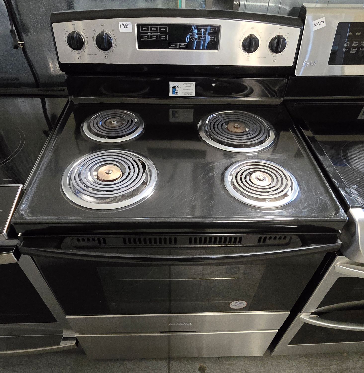 30in. Amana Coil Top Stainless steel Stove Range Oven