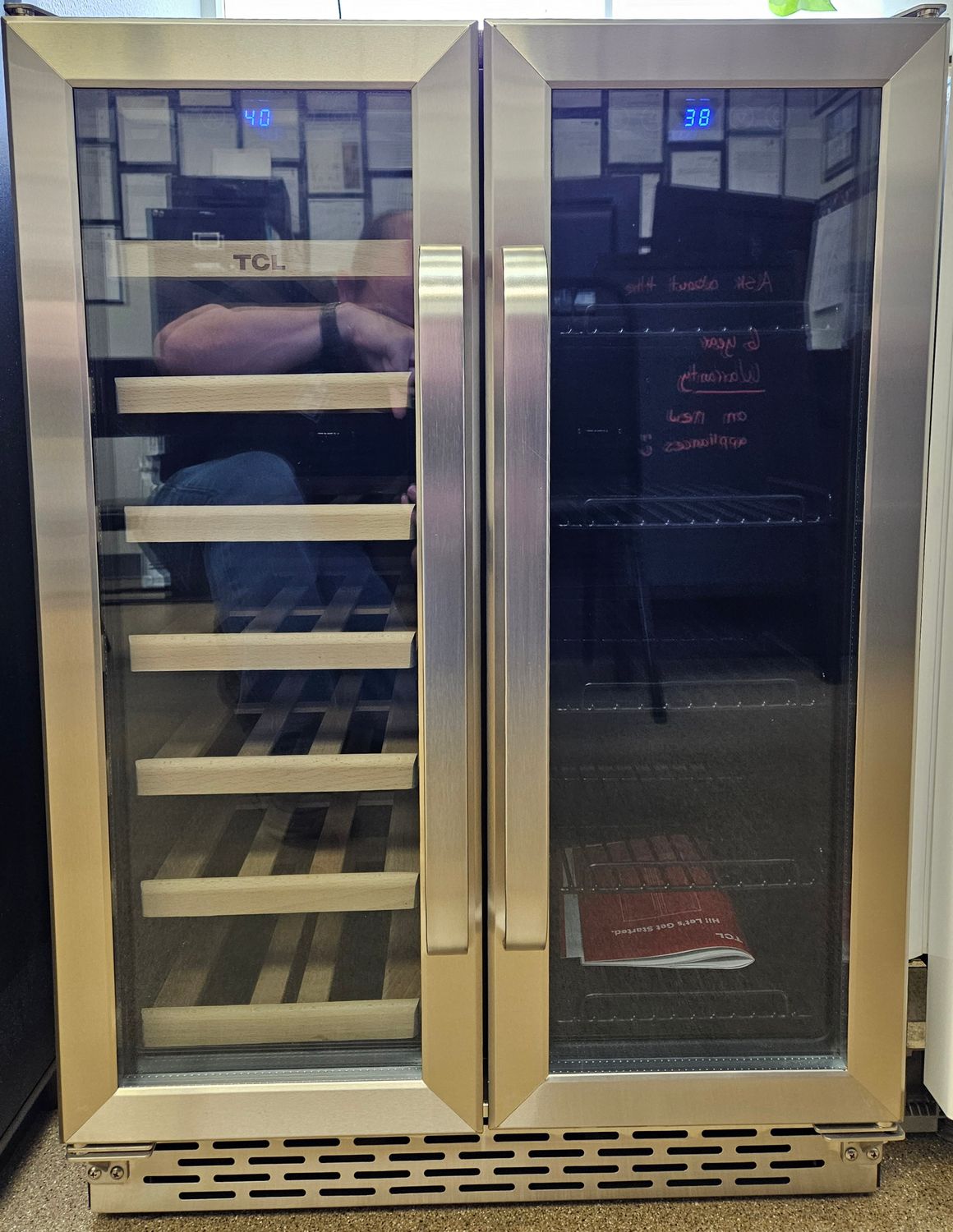 NEW! TCL 23.4&quot;  20-Bottle Stainless Steel Dual Zone Cooling Built-in/Freestanding Indoor Wine Cooler