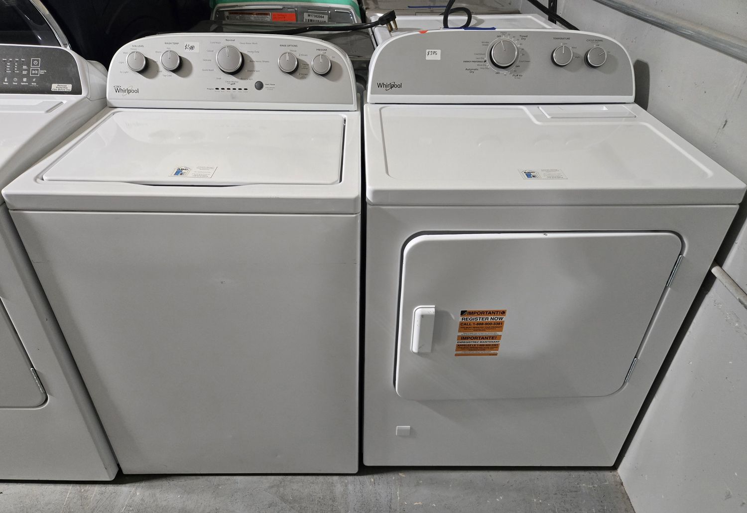 Used Whirlpool Washer 4.3cu.ft. and New Gas Dryer Set 7.0cu.ft.