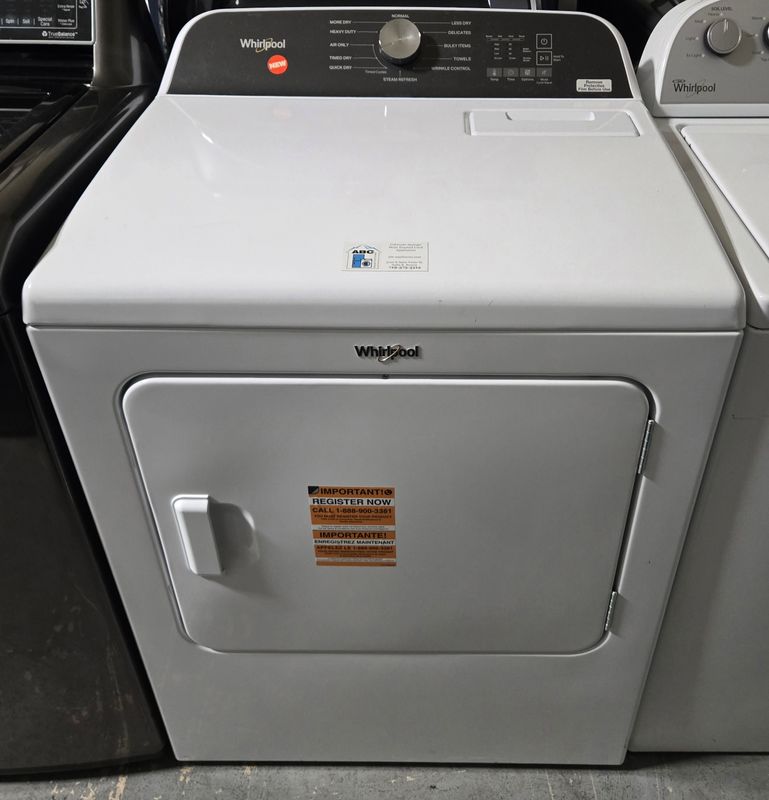 New 29in. Whirlpool Extra Large Steam Cycle Vented Electric Dryer ( White )