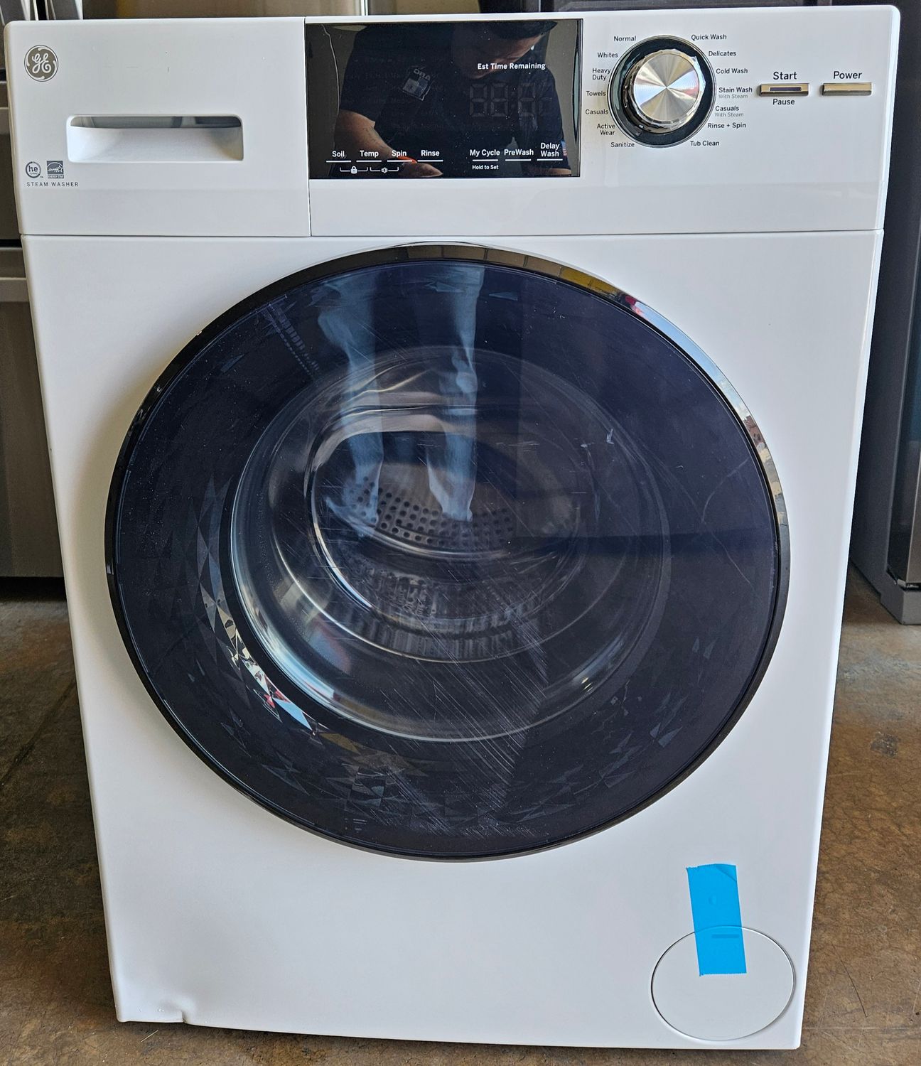 NEW! GE 2.4 cu. ft. Stackable White Front Loading Washing Machine with Steam 1 YearWarranty